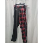 Hot Topic Womens Pant S Black Red Plaid Split Leg Punk Goth Pants Elastic Waist Photo 11