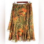 Coldwater Creek  L Fall Multi Mixed Media Print Ruffle Midi Skirt - Petite Photo 1