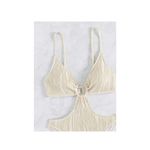 1 pc. Ring Linked Cutout Backless Strap Textured Swimsuit - NWOT Photo 3