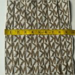 Michael Kors Scarf MK Monogram Reversible Knit Logo Tan & White Photo 2