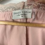 Dress Up  Pink Rose Gold lace short sleeve button blouse size medium Photo 2