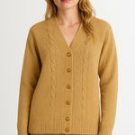 Vintage Pringle of Scotland for Robert Kirk 100% Pure Camel Hair Cable Cardigan Tan Size M Photo 0
