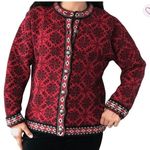 LL Bean Cardigan Sweater Nordic Fair‎ Isle sweater snowflakes winter Size M Photo 0