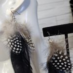 Boho Long Black Real Feather Earrings Photo 2