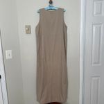 Vintage Vision Apparel Sz 10 Linen Cotton Beige Faux Wrap Maxi Dress Sleeveless Photo 3