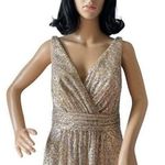 David's Bridal sequin v-neck bridesmaid dress with satin piping gold size 8 Photo 5