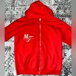 Mayfair Group The  Woman Support Cotton Zip-up Hoodie In Red Photo 5
