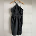 Banana Republic  Charcoal Halter Midi Dress Ruched Waist Lined Size 8 Photo 2