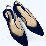 Chloé NEW Chloe Laurena Scalloped Suede Slingback Pumps 37FR Navy Photo 12