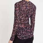 IRO  Lou Top in Black Floral Red Long Sleeve Sheer Puff Sleeve Size 6‎ Medium M Photo 1