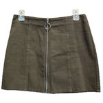 Chloe & Katie‎ Olive Green Mini Skirt Size Medium Zip Front Cotton Photo 0