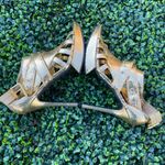Wild Rose  Gold Strappy High Heel Sandals, size 10 Photo 1