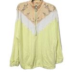 Free People Isla Quarter Zip Sweatshirt Womens Size XS Oversized Lace Yoke Boho Photo 2