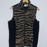 Weekend Animal Print Full Zip Vest Black/Brown Size Medium Chico's 1 Photo 0
