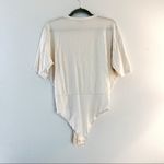 Something Navy  Bodysuit Cream Gathered Tee Shirt Bodysuit Sz L EUC Blouson Fit Photo 11