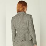 LK Bennett NEW Nina Houndstooth Peplum Belted Blazer Jacket Black/White Sz 12 Black Photo 2