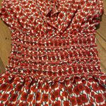 Max Studio  Wide Leg Double V Rouched Shoulder Smocked Waist Pull On Red Poppy XS Photo 3