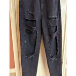 Pretty Little Thing Washed Black Ripped High-Waisted Mom Jeans UK 10 Photo 1