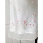 Womens medium White Satin Coquette Mini Slip Dress Pink Embroidered Flowers​ Photo 4