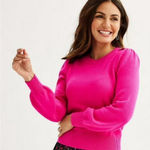 Draper James  Fuschia Button Shoulder Puff Sleeve Sweater XL Photo 0