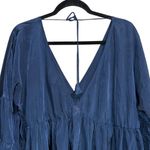 MISA Los Angeles MISA Mahtab Crinkled Bell-Sleeve Mini Dress In Midnight Navy Blue Photo 9