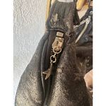 Nicky Hilton X Samantha Thavasa Y2K Black Star Print Leather Hobo Shoulder Bag Photo 5