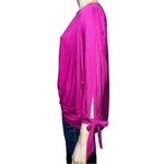 Free People Women’s Size M Pink Oversized Keepin On Tie Sleeve Tee T-Shirt Photo 3