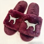 PINK - Victoria's Secret PINK Victoria Secret Slippers Women's‎ Large Purple Silver Glitter Dog Furry Photo 0