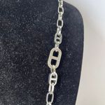 Ann Taylor  Silvertone Chain Necklace 30" Crystal Rhinestone Link Layer Statement Photo 4