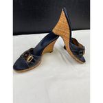 Anne Klein  Women's Black Leather Wedged Heel 3.75" Sandals/Shoes Size 8 SKU 5118 Photo 2