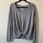 UGG  Australia Marled Gray Twist Front Long Sleeve Scoop Neck Knit Top Women’s M Photo 1