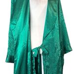 Victoria's Secret Vintage 80s  Robe L Gold Label Satin Long Emerald Jacquard Korea Photo 6