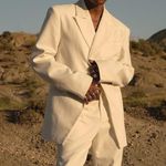 NA-KD  One Button Detail Oversized White Blazer Sz L Photo 8