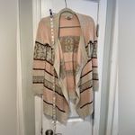 Arizona Jeans  Size S Pink Sparkle Aztec Print Open Front Cardigan Sweater Photo 6