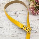 XXX Buckle Yellow/Gold Leather Belt Yellow Photo 3