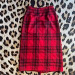 Eddie Bauer Vintage Red Black Tartan Plaid Blanket Wrap Midi Skirt Photo 14