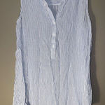 BeachLunchLounge Blue and White Striped Blouse 100% rayon Large #724 Photo 0