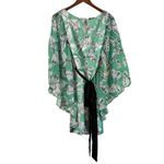 Smak Parlour Green Butterfly Print Tunic Top with Tie Size L Size L Photo 1