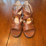 Brioso‎ NEW Verandah Leather Block Heel Sandals Brown Size 8 Photo 1