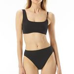 Michael Kors MICHAEL  Logo Chain Black Bikini Swimsuit Top Size Large Photo 0