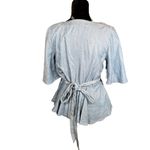 Loft  Lightweight Denim Wrap Blouse with Butterfly Sleeves Women's Size Small Photo 2
