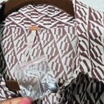 Free People NEW  Rillo Beach Summer Shirtdress Tie Front Extra Small Brown Cream Photo 8