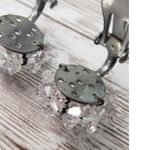 Vintage Clip On Earrings Small Clear Iridescent Bead Cluster 0.75" Photo 4