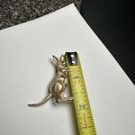 Avon Kangaroo With Baby In Pouch Gold Tone Brown Rhinestone Brooch Pin Signed Photo 1