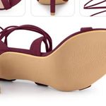 Elegant Allegra K Women's Dark Red Solid Open Toe Lace Up Stiletto Heels Pink Size 9 Photo 2