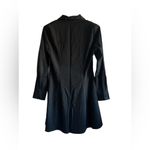 Abercrombie & Fitch Black Long-Sleeve Crepe Shirt Dress Photo 3