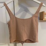 Forever 21 NWT Ribbed Peach Corset Tank Top With Tie Front Detail Size Medium Photo 4