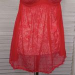 Daisy Fuentes Push Up Babydoll Lace Lingerie Top Red/Pink-Medium Photo 2