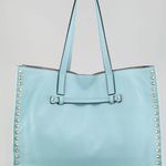 Valentino Garavani Valentino Rockstud medium light blue soft smooth leather shopping tote bag Photo 1