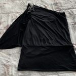 BCBG Maxazria Black One Shoulder Crystal Brooch Relaxed Fit Mini Dress, size S Photo 12